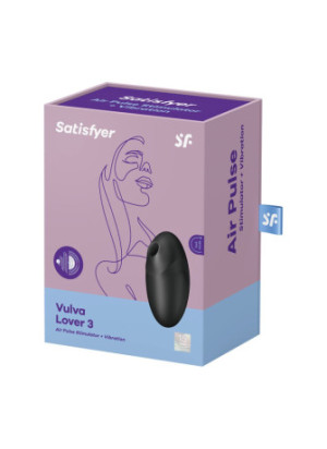 Stimulateur clitoridien par air pulsé et vibration noir USB Vulva Lover 3 Satisfyer - CC597827